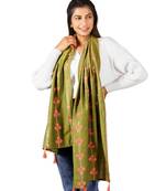 Tiny Floral Bunch Olive Green Embroidered Stole