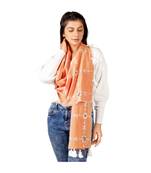 Peach Snowflake Embroidered rich khadi scarf/stole