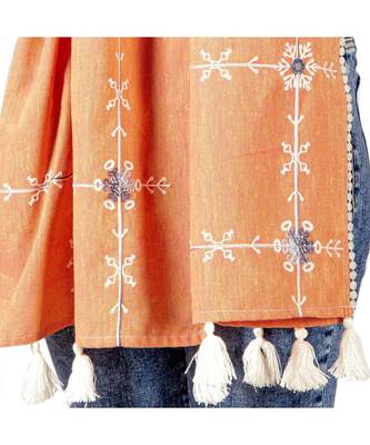 Peach Snowflake Embroidered rich khadi scarf/stole 4