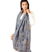 Charmed Cement Indigo Khadi Embrodiered Stole/Scarf