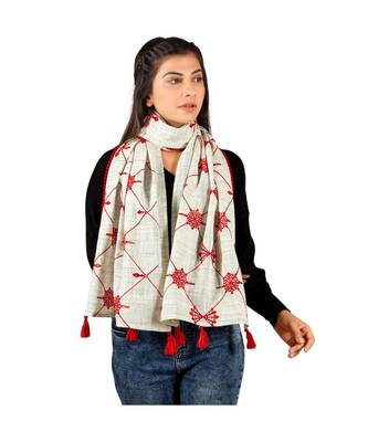 Mandala Motif Slub Khaid Embroidered Stole/Scarf 1