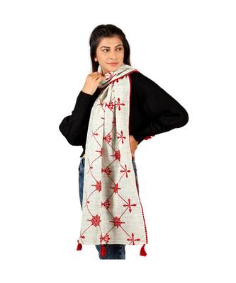 Mandala Motif Slub Khaid Embroidered Stole/Scarf 2