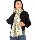 Lemon Spring Floral Khadi Embroidered Stole / Scarf