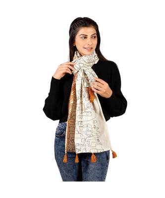 Tribal Offwhite Rust Khadi Stole 3