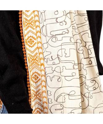 Tribal Offwhite Rust Khadi Stole 4