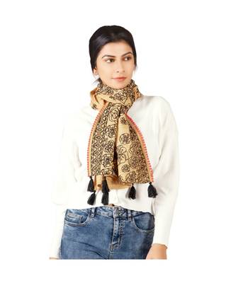 Orange Slub Khadi Black Embroidered Stole 3