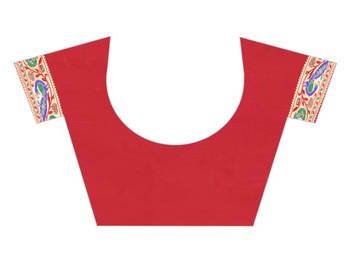 Red woven banarasi silk saree with blouse 4