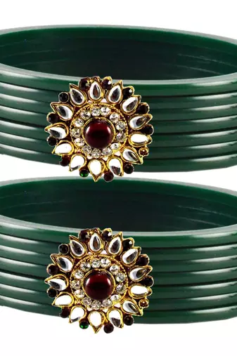 Extra Large Size  Dark Green Bangles And Bracelets