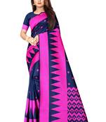 Navy blue woven banarasi silk saree with blouse