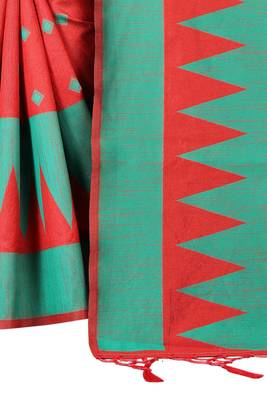 Red woven banarasi silk saree with blouse 4