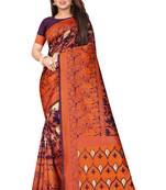 Wine woven banarasi silk saree with blouse
