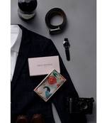 Khaki colour printed pure silk pocket square.