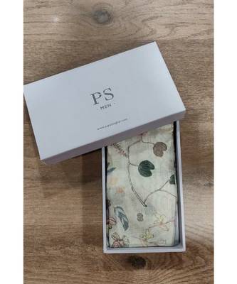 Khaki colour printed silkmul pocket square 1