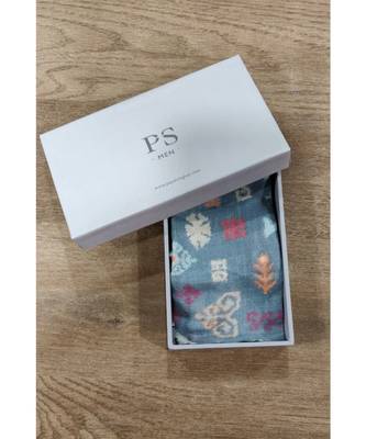Blue colour printed silkmul pocket square 1