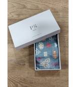 Blue colour printed silkmul pocket square