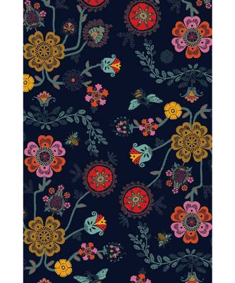 Navy colour printed silkmul pocket square 2