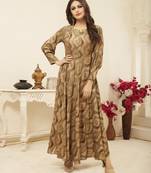 Navraj Fashion Women's Brown Flared Printed Gown Kurti