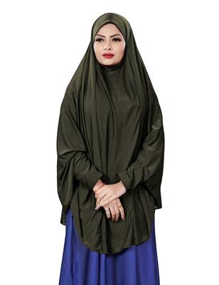 Justkartit Stitched Hosiery Lycra Islamic Chaderi Hijab With Veil And Sleeves 1