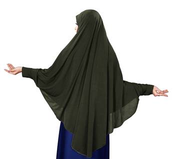 Justkartit Stitched Hosiery Lycra Islamic Chaderi Hijab With Veil And Sleeves 5