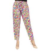 Multicolor printed polyester trousers