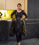 Black block print kota doria salwar