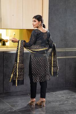 Black block print kota doria salwar 3