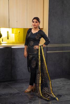Black block print kota doria salwar 4