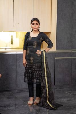 Black block print kota doria salwar 1