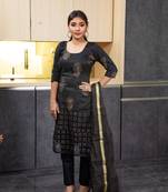 Black block print kota doria salwar