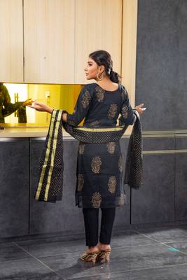 Black block print kota doria salwar 3
