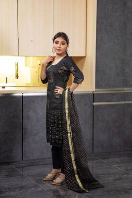 Black block print kota doria salwar 4