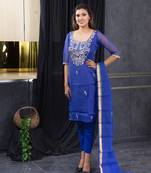 Dark-blue pita work kota doria salwar