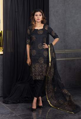 Black block print kota doria salwar 1