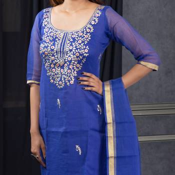 Dark-blue pita work kota doria salwar 2