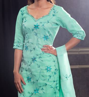 Sea-green kundan kota doria salwar 2