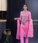 Pink thread embroidery kota doria salwar