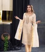 Light-brown kundan kota doria salwar