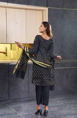 Black block print kota doria salwar 3