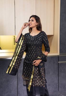 Black block print kota doria salwar 4