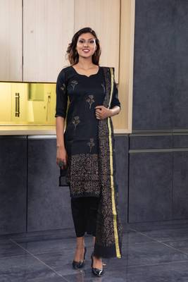 Black block print kota doria salwar 1