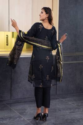 Black block print kota doria salwar 3