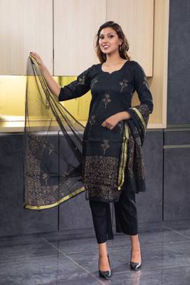 Black block print kota doria salwar 4