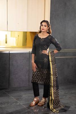 Black block print kota doria salwar 1