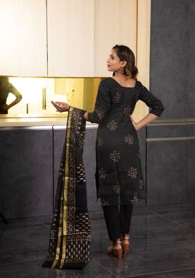 Black block print kota doria salwar 3