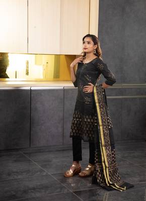 Black block print kota doria salwar 4