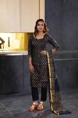 Black block print kota doria salwar 1