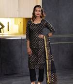 Black block print kota doria salwar