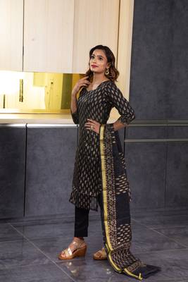 Black block print kota doria salwar 3