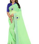 Light Green Embroidered Georgette Saree With Blouse