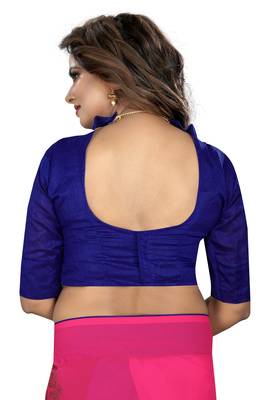 Dark Pink Embroidered Georgette Saree With Blouse 5